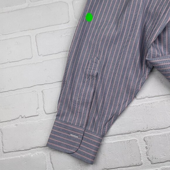 Brooks Brothers‎ Shirt Mens 16.5 32 Black Red Regent Pinstripe OCBD Preppy - Picture 9 of 11
